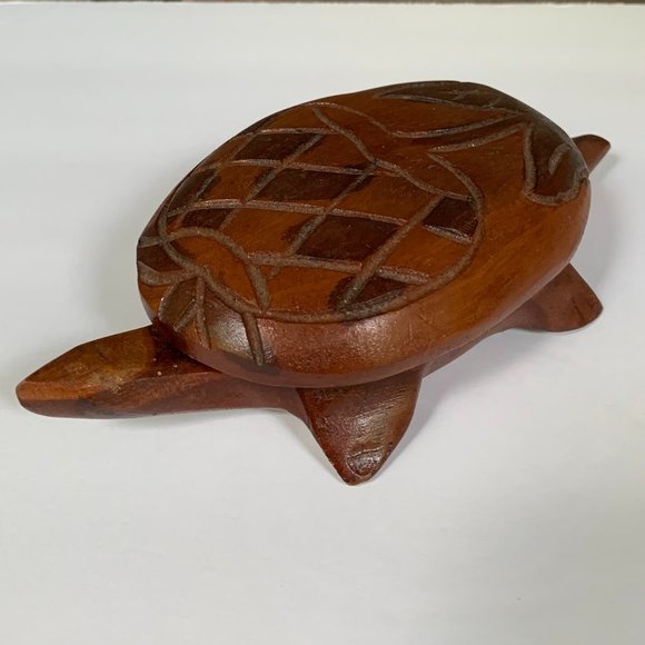 Monkey Pod Box Turtle Wood Trinket Carved Pineapple Hawaii Tiki Decor Jewelry - Picture 2 of 10